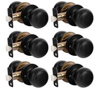 Passage Door Knob, Keyless Door knobs Interior for Hallway, Closet and More, Interior Door Knob No Locking Door Handle Knob, Matte Black, 6 Pack
