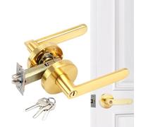 Passage Latch, Door Handle, Modern Golden Interior Door Knobs, Scratch-resistant Replacement Parts for Home Residential Company Hotel Restaurant