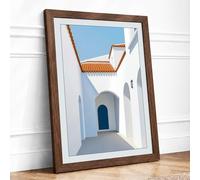 Passage to Blue Door Minimalist Framed Wall Art Print A1 Walnut Frame