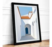 Passage to Blue Door Minimalist Framed Wall Art Print A2 (59.4×42cm) Black, Wall Decor for Living Room, Bedroom, Office & Home, Ready to Hang, Art Gift