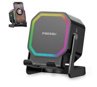 Passau Wireless Induction Speaker All-in-1 Bluetooth Speakers with Phone Stand for iPhone/Android/iPad, BT5.4, Stereo Sound, 7 RGB Lights, 12H Playtime, Cool Tech Gadgets Gifts for Men Women Teens