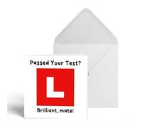 Passed Driving Test Card for New Driver, Funny Congratulations Exam Greeting Gift for Son Daughter Mate, Red L Plate Brilliant Design, Blank Inside Heavy Cardstock Envelope 13x13cm