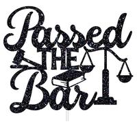 Passed The Bar Cake Topper, Congrats 2026 Lawyer Grad/Future Lawyer/Case Closed Cake Decor, Class of 2026 Law School Survivor Graduation Party Decoration Supplies, Black Glitter