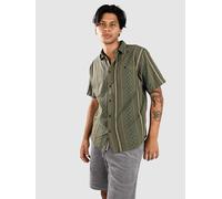 Passenger Chill Textured Organic Cotton Shirt wild green stripe L