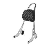 Passenger Fit For Harley Sportster XL883 1200 X48 Motorcycle Detachable Rear Passenger Backrest Pad Sissy Bar Cushion Rear Backrest(Rhombus Chrome)