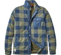 Passenger - Men's Fleece Overshirt - Firelight Sherpa Lined Overshirt Dusty Olive Dark Denim Check for Men in Recycled Polyester - Size XL - Blue Blue XL