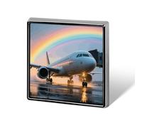 Passenger Plane after Rain Lapel Pin Fashion Brooch Pin Cute Button Badges Square Button Pins Enamel Pins Metal Pinback for Hat Shirt Clothing Bags Decoration