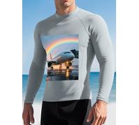 Passenger Plane After Rain Men's Rash Guard Swim Shirts UPF 50+ Long Sleeve Compression Surfing Wetsuit Top Quick Dry