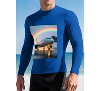 Passenger Plane After Rain Men's Rash Guard Swim Shirts UPF 50+ Long Sleeve Compression Surfing Wetsuit Top Quick Dry