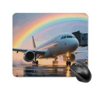 Passenger Plane After Rain Mouse Pad Square Mice Mat Waterproof Computer Mousepad with Non-Slip Rubber Base Wireless Mice Pad for Laptop Office Home Personalized Gaming Mousepad 25 * 30cm