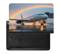 Passenger Plane after Rain Passport Holder Unique PU Ultra-thin Passport Protective Case Compact Easy to Carry Passports Cover for Women And Men Passports Case
