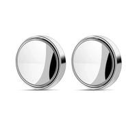 Passenger Side Mirror Glass 2Pcs Round Frame Convex Blind Spot Mirror Safety Driving Wide-angle 360 Degree Adjustable Clear Rearview(Silver set)