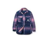Passenger Women's East Recycled Polar Fleece Shirt (UK, Alpha, XXL, Regular, Regular, Rich Navy/Pink Haze Check)