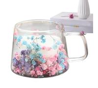 PASSI Double Wall Coffee Mugs | Insulated Flower Glass Espresso Cup - Clear Cups with Flower Design, 250ml Double Wall Insulated Glass Mugs for Latte, Cappuccino