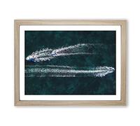 Passing Boats In Perth Australia Painting Modern Art Framed Wall Art Print, Ready to Hang Picture for Living Room Bedroom Home Office Décor, Oak A2 (64 x 46 cm)