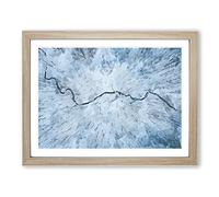 Passing By The Forest In Abstract Modern Art Framed Wall Art Print, Ready to Hang Picture for Living Room Bedroom Home Office Décor, Oak A2 (64 x 46 cm)