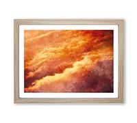 Passing Clouds Painting Modern Art Framed Wall Art Print, Ready to Hang Picture for Living Room Bedroom Home Office Décor, Oak A4 (34 x 25 cm)
