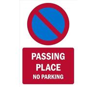 Passing place, no parking, safety sign - Self adhesive sticker (300mm x 200mm)