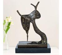 “Passing Time” Bronze Art Sculpture - 11.8" Surreal Flowing Clock Statue, Handcrafted Bronze Masterpiece for Elegant Home Display & Art Enthusiast Collection