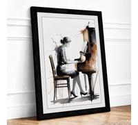 Passion at the Keys Modern Framed Wall Art Print A4 (29.7×21cm) Black,