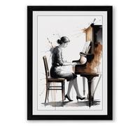 Passion at the Keys Modern Framed Wall Art Print A4 (29.7×21cm) Black, Wall Decor for Living Room, Bedroom, Office & Home, Ready to Hang, Art Gift