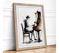 Passion at the Keys Modern Framed Wall Art Print A4 (29.7×21cm) Oak, Wall