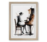 Passion at the Keys Modern Framed Wall Art Print A4 (29.7×21cm) Oak, Wall Decor for Living Room, Bedroom, Office & Home, Ready to Hang, Art Gift