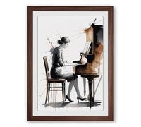 Passion at the Keys Modern Framed Wall Art Print A4 (29.7×21cm) Walnut, Wall Decor for Living Room, Bedroom, Office & Home, Ready to Hang, Art Gift