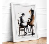 Passion at the Keys Modern Framed Wall Art Print A4 (29.7×21cm) White,