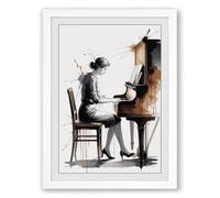 Passion at the Keys Modern Framed Wall Art Print A4 (29.7×21cm) White, Wall Decor for Living Room, Bedroom, Office & Home, Ready to Hang, Art Gift
