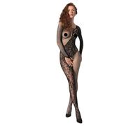 Passion BS107 - black floral fishnet bodystocking (S-L)