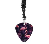 Passion Flamingos Tropical Plants Guitar Pick Pendant Necklace for Acoustic Electric Bass Players Guitar Accessories Guitarist Gifts