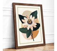Passion Flower Study Botanical Framed Wall Art Print A2 (59.4×42cm) Walnut, Wall Decor for Living Room, Bedroom, Office & Home, Ready to Hang, Art Gift