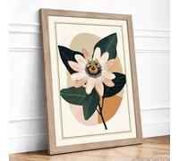 Passion Flower Study Botanical Framed Wall Art Print A3 (42×29.7cm) Oak, Wall Decor for Living Room, Bedroom, Office & Home, Ready to Hang, Art Gift