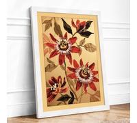 Passion Flowers Study Botanical Framed Wall Art Print A4 (29.7×21cm) White, Wall Decor for Living Room, Bedroom, Office & Home, Ready to Hang, Art Gift