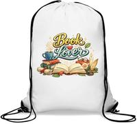 Passion for Reading and Books Gym Sack Casual Drawstring Bag White