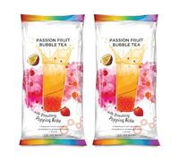 Passion Fruit Bubble Tea - Pack of 2 - Simply Add Passion Fruit Sachet, the Strawberry Popping Boba and Straw. Then, Just Add Water - Trendy and Tasty