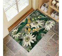 Passion Fruit Door Mats Indoor, Machine Washable Soft Doormats, Dirt Trapper Door Mat, Super Absorbent Entrance Rug, Flowers Plants Non-Slip Floor Mats For Inside (40 X 60 Cm, Dark Green)