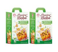 Passion Fruit Mango Green Tea Popping Boba Kit (2 Pack: 6 servings) - DIY Bubble Tea Kit | Includes Cups, Straws, Popping Boba & Syrup