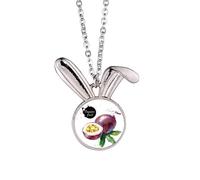 Passion Fruit Tasty Healthy Watercolor Rabbit Necklace Pendant Bunny Animal Jewelry Gift