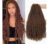 Passion Twist Bohemian Curly Braiding Crochet Hair Extensions | Pre-Twisted Crochet Braid Synthetic Fiber ,Knotless Pre Separated Braiding Hair for Black Women