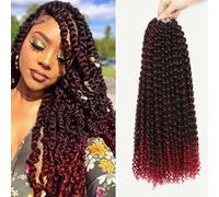 Passion Twist Bohemian Curly Braiding Crochet Hair Extensions | Pre-Twisted Crochet Braid Synthetic Fiber ,Knotless Pre Separated Braiding Hair for Black Women