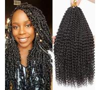 Passion Twist Bohemian Curly Braiding Crochet Hair Extensions | Pre-Twisted Crochet Braid Synthetic Fiber ,Knotless Pre Separated Braiding Hair for Black Women
