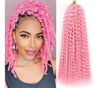 Passion Twist Pink 14 Inch 7 Bundles Water Wave Crochet Curly Braiding Hair for Passion Twist Butterfly Locs Braids