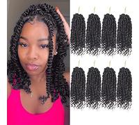 Passion Twist Pre Twisted Crochet Hair for Black Women 10 Inch 8 Packs Crochet Passion Twists Pre Looped Short Twist Braids Bohemian Synthetic Hair #2