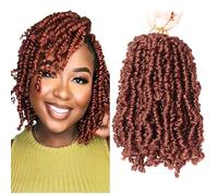 Passion Twist Yanky Crochet Pre-twisted Fluffy Curly Braiding Hair - 8 Packs Short Spring Twist Braids (350#, 8 Inch)