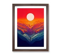 Passionate Abstract Sunset Framed Print | A4 Walnut Framed Wall Art | Ready to Hang | Abstract Landscape Picture | Living Room Bedroom Lounge Office