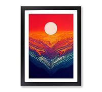 Passionate Abstract Sunset Framed Wall Art Print A2 Black