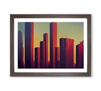 Passionate City Skyline Architecture Framed Print | A4 Walnut Framed Wall Art | Ready to Hang | Modern Cityscape Picture | Living Room Bedroom Lounge Office