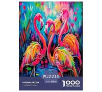 Passionate Flamingo Jigsaw Puzzles Puzzle for Adults Kids. 1000 Pieces Cartoon Colorful Animals Whimsical Challenge Toy Educational Games Home Decoration for Educational Games Gifts 38x26cm/1000pcs